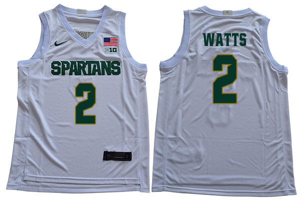 Men Michigan State Spartans #2 Mark Watts NCAA Nike Authentic White 2019-20 College Stitched Basketball Jersey XU41F13OT